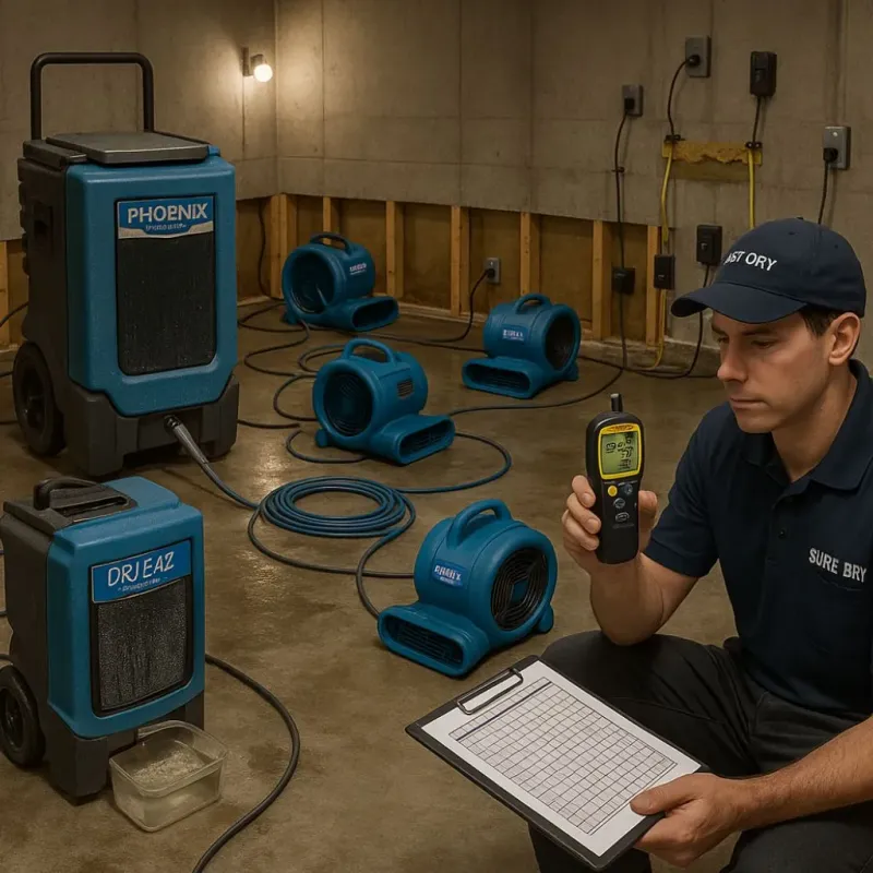 Structural Drying and Dehumidification process in San Juan Bautista, CA